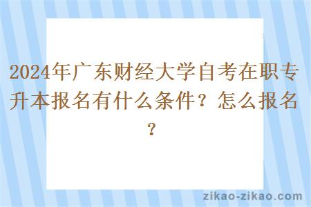 2024年广东财经大学自考在职专升本报名有什么条件？怎么报名？