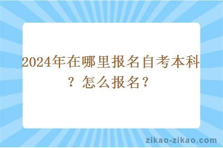 2024年在哪里报名自考本科？怎么报名？