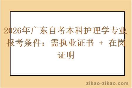 2026年广东自考本科护理学专业报考条件:需执业证书 + 在岗证明 2026年广东自考本科护理学专业报考条件:需执业证书 + 在岗证明