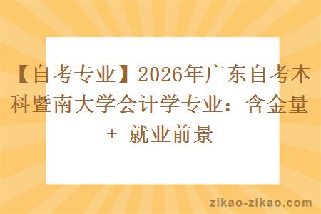 【自考专业】2026年广东自考本科暨南大学会计学专业：含金量 + 就业前景
