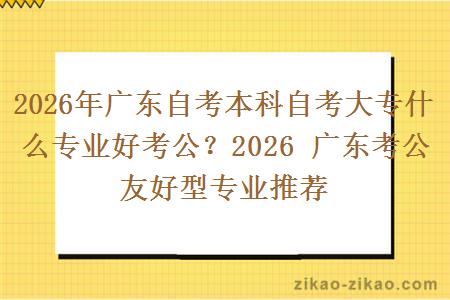 2026年广东自考本科自考大专什么专业好考公？2026 广东考公友好型专业推荐