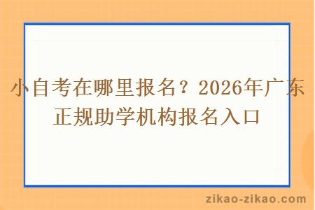 小自考在哪里报名？2026年广东正规助学机构报名入口