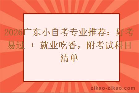 2026广东小自考专业推荐：好考易过 + 就业吃香，附考试科目清单