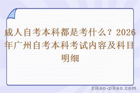 成人自考本科都是考什么？2026年广州自考本科考试内容及科目明细