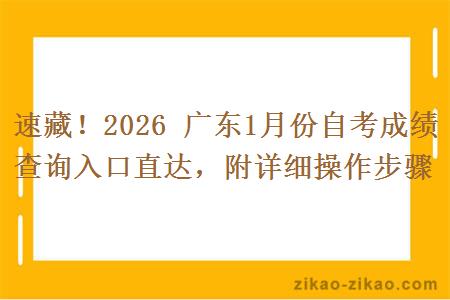 速藏！2026 广东1月份自考成绩查询入口直达，附详细操作步骤
