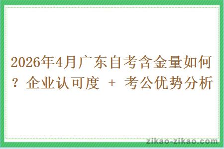 2026年4月广东自考含金量如何？企业认可度 + 考公优势分析
