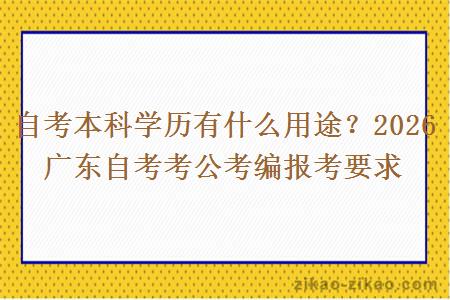 自考本科学历有什么用途？2026 广东自考考公考编报考要求