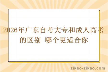 2026年广东自考大专和成人高考的区别 哪个更适合你