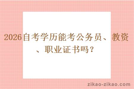 2026自考学历能考公务员、教资、职业证书吗？