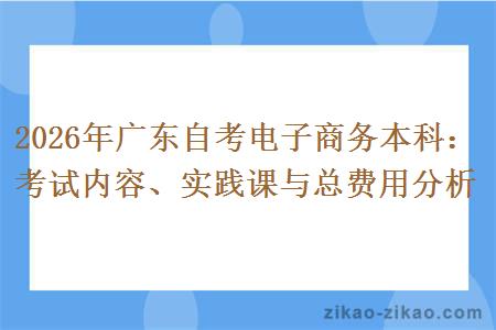 2026年广东自考电子商务本科：考试内容、实践课与总费用分析