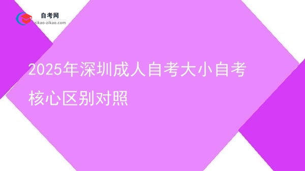 2025年深圳成人自考大小自考核心区别对照图片