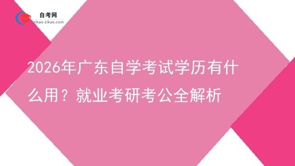2026年广东自学考试学历有什么用?就业考研考公全解析图片
